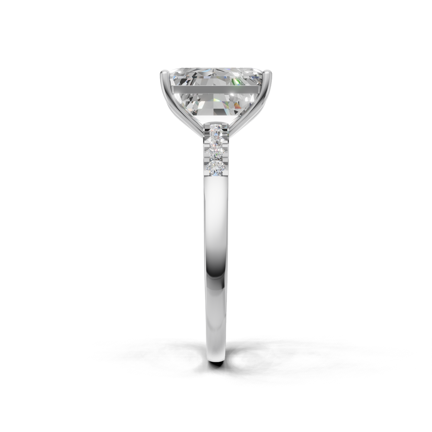 Ring Emerald Side Dia 18k White Gold 1ct