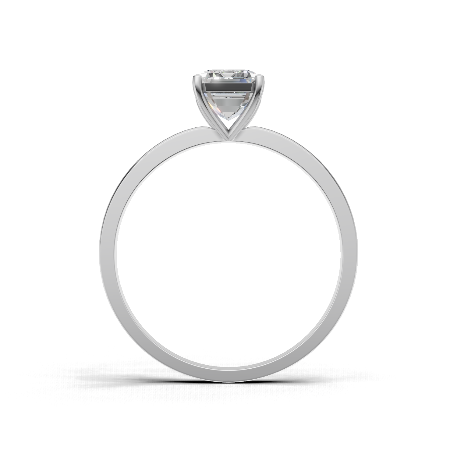 Ring Emerald Solitaire 18k White Gold 1ct