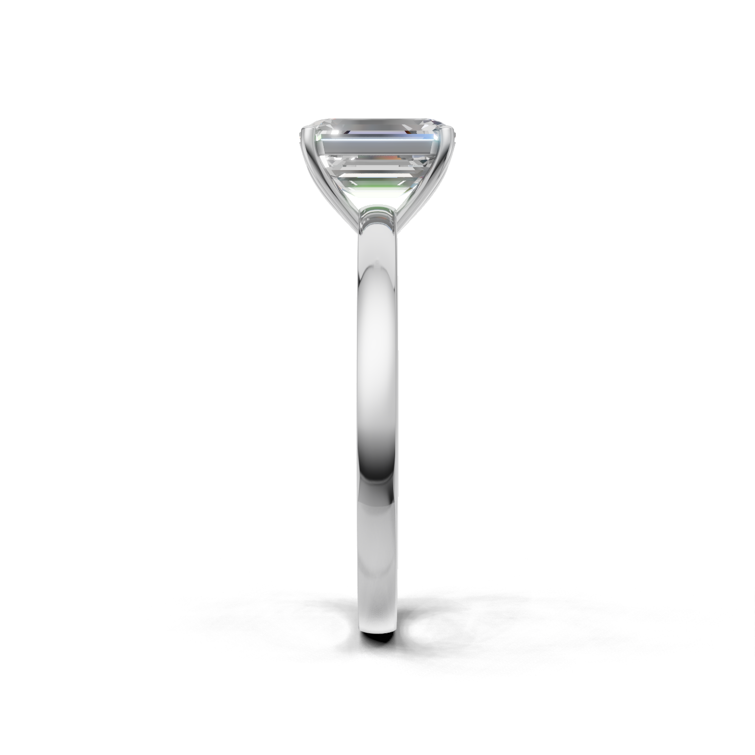 Ring Emerald Solitaire 18k White Gold 1ct