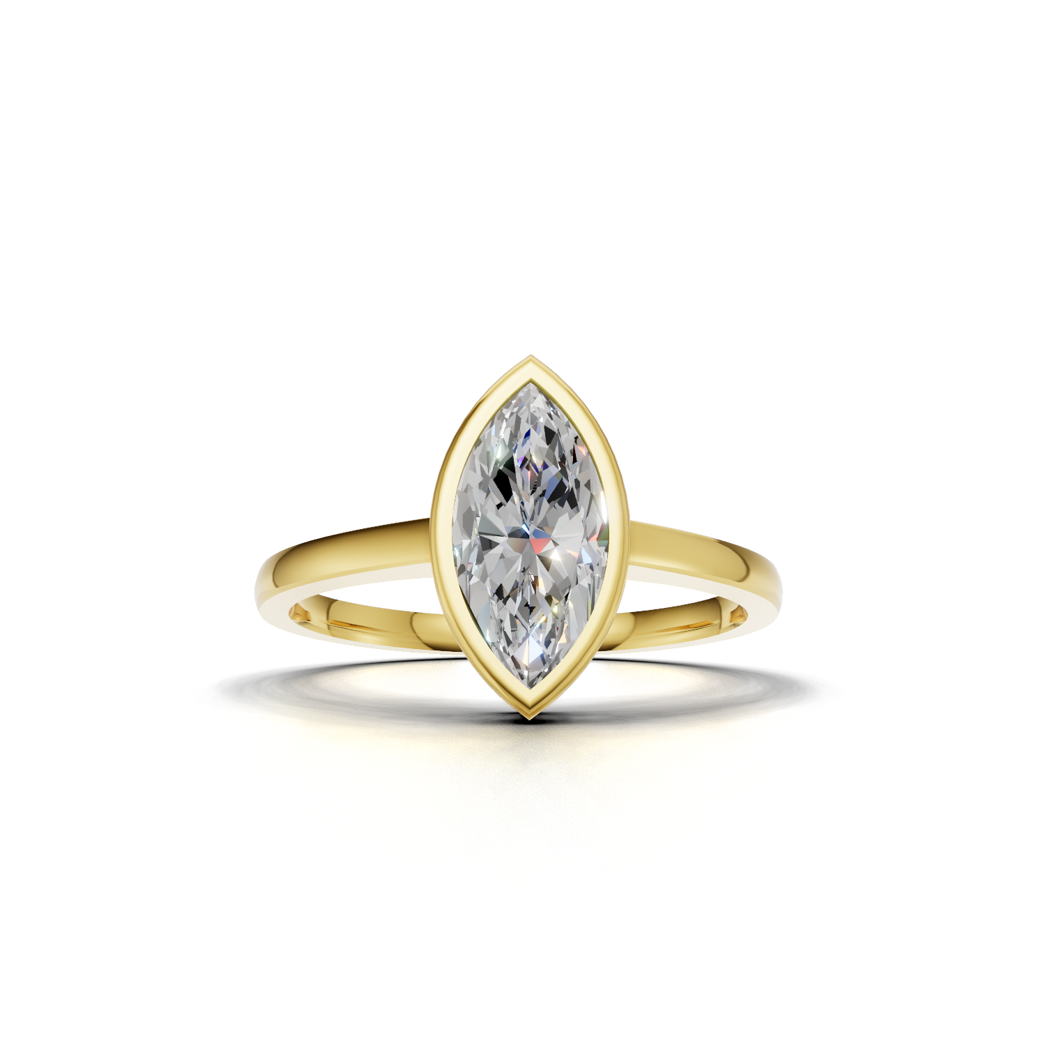Ring Marquise Bezel 18k Yellow Gold 1ct
