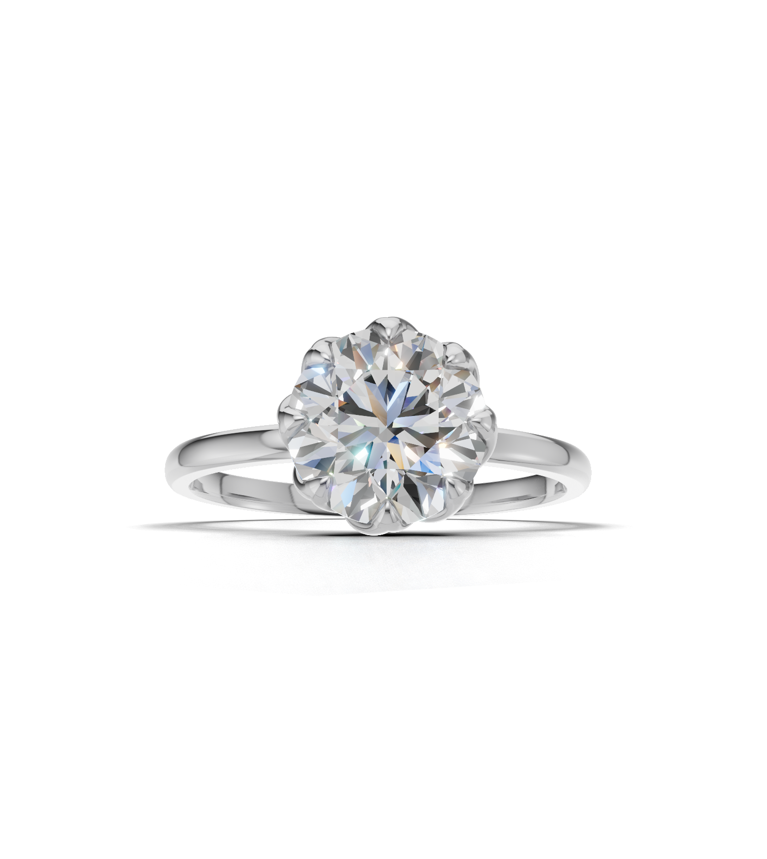 Portuguese Cut Ring Solitaire 18k White Gold 2ct
