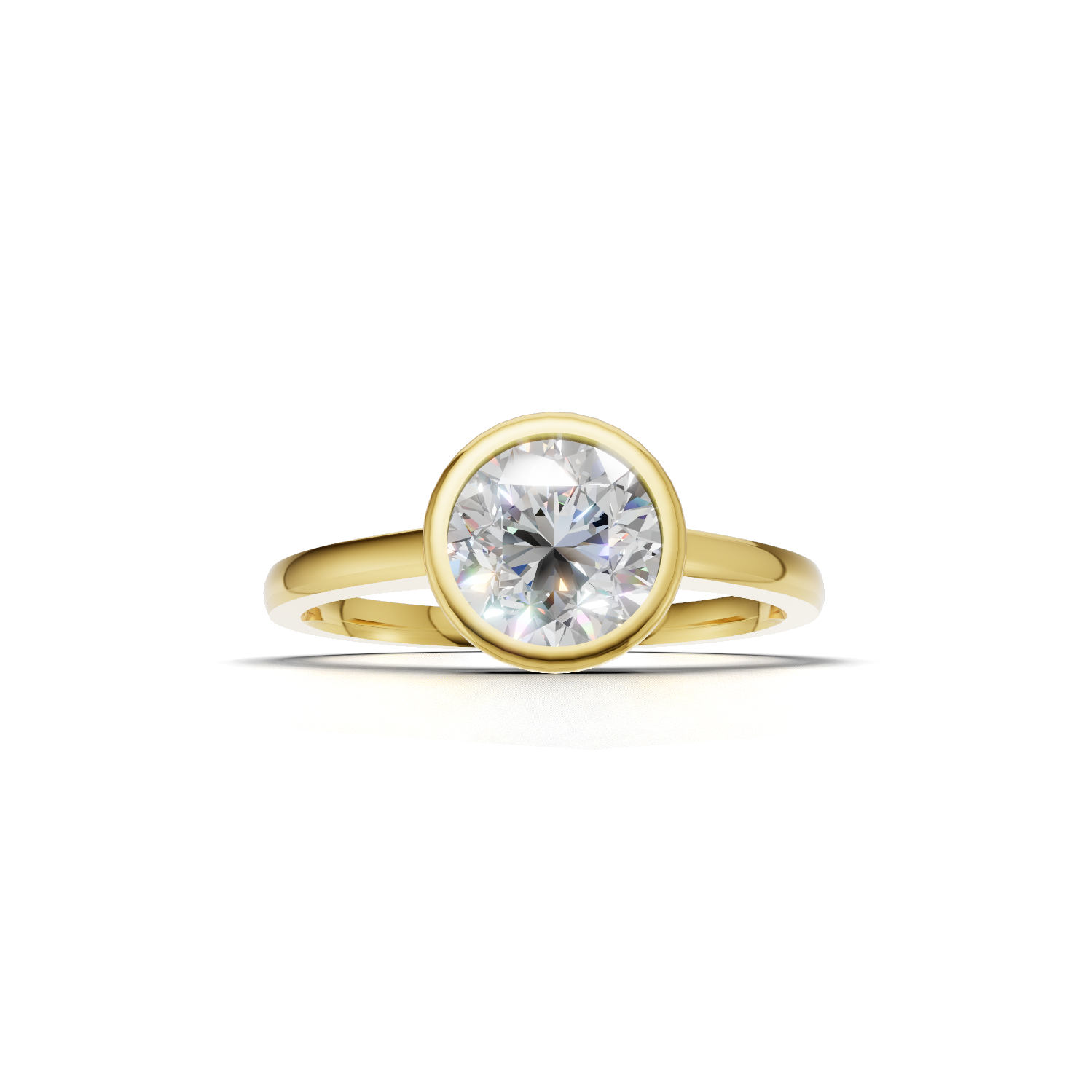 Ring Round Bezel 18k Yellow Gold 1ct