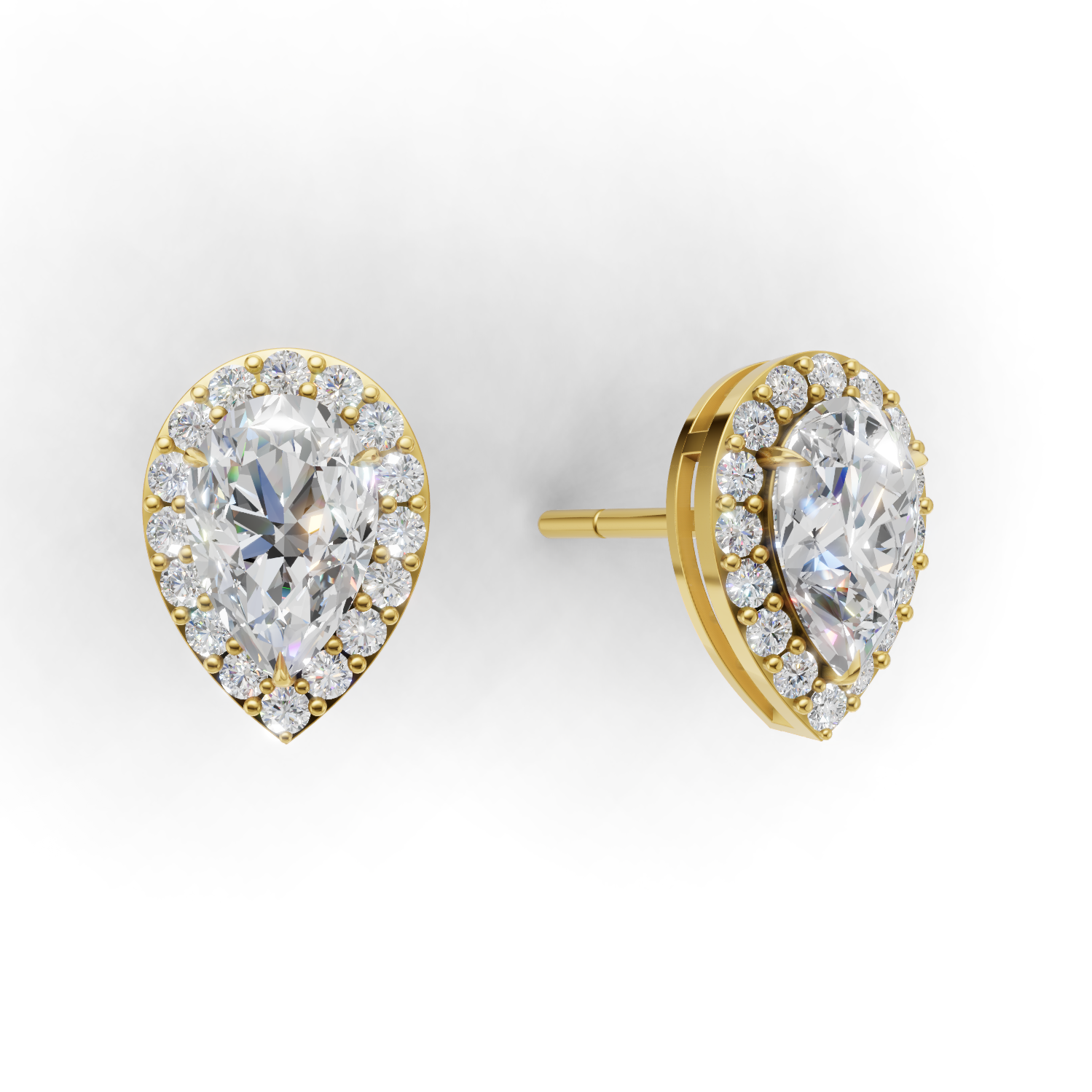 Pierce Pear Halo 18k Yellow Gold 1ct