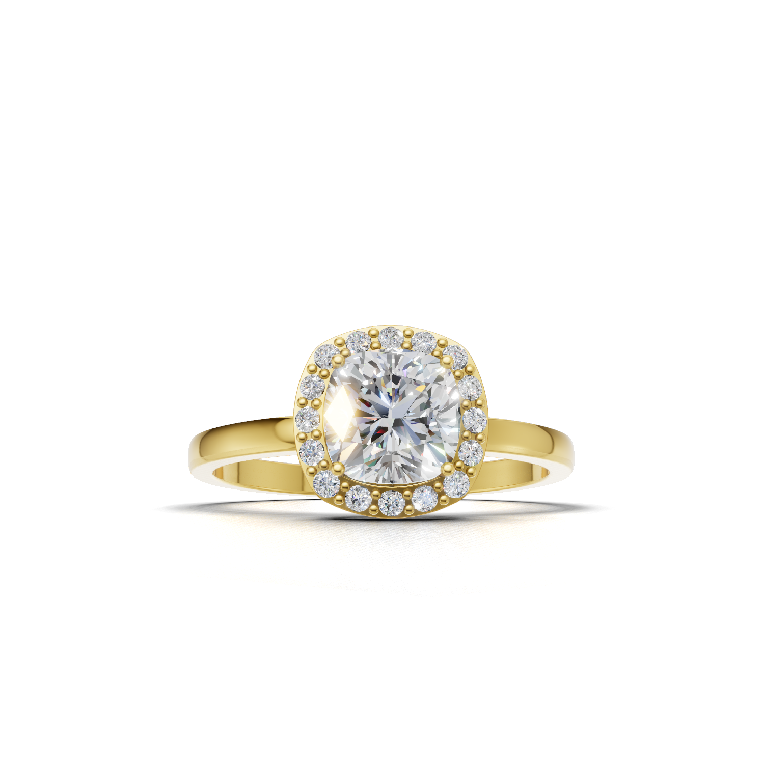 Ring Cushion Halo 18k Yellow Gold 1ct
