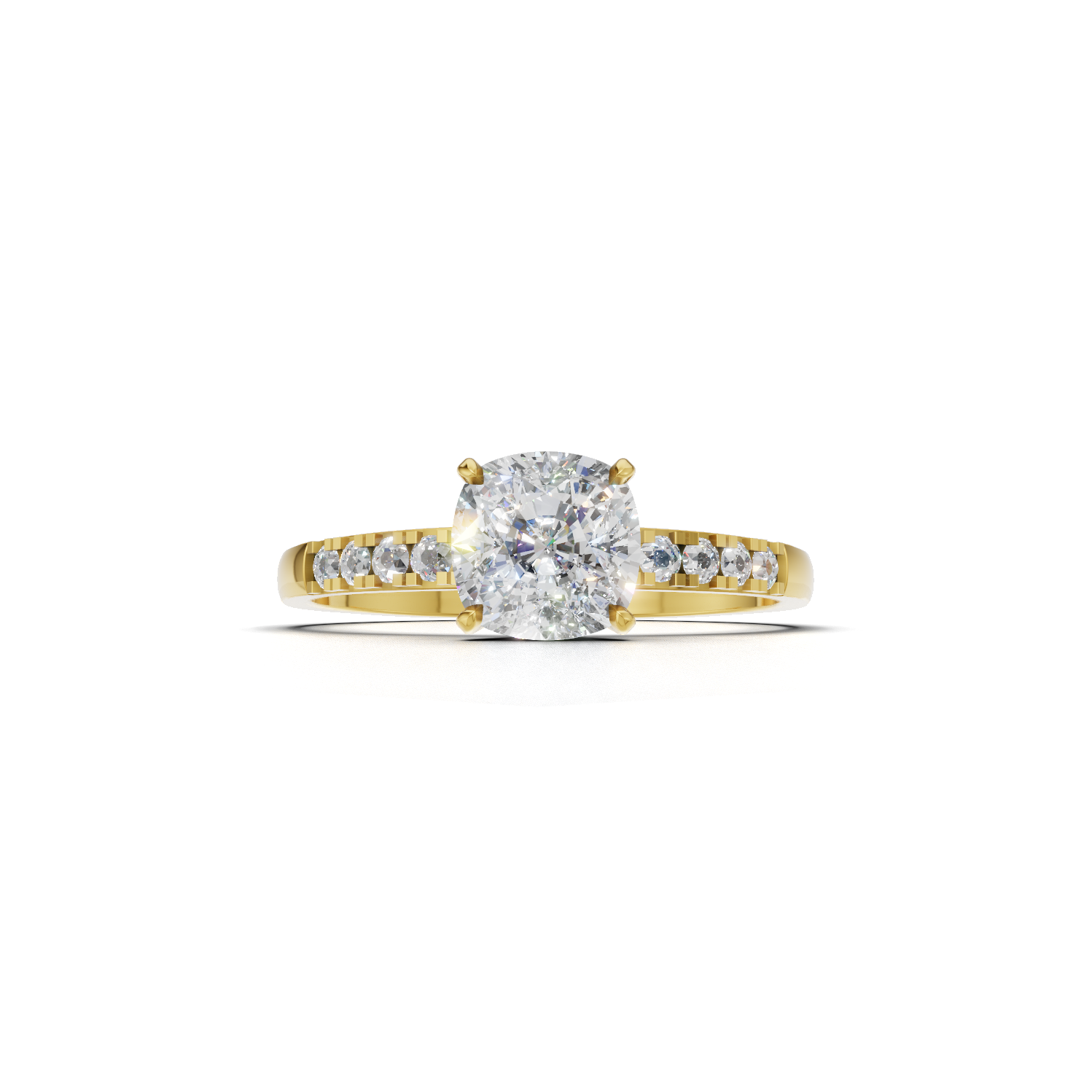 Ring Cushion Side Dia 18k Yellow Gold 1ct