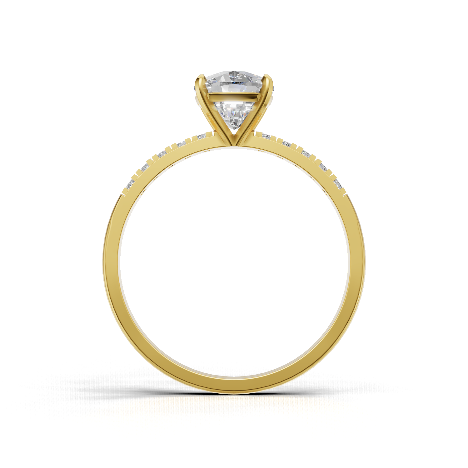 Ring Cushion Side Dia 18k Yellow Gold 1ct