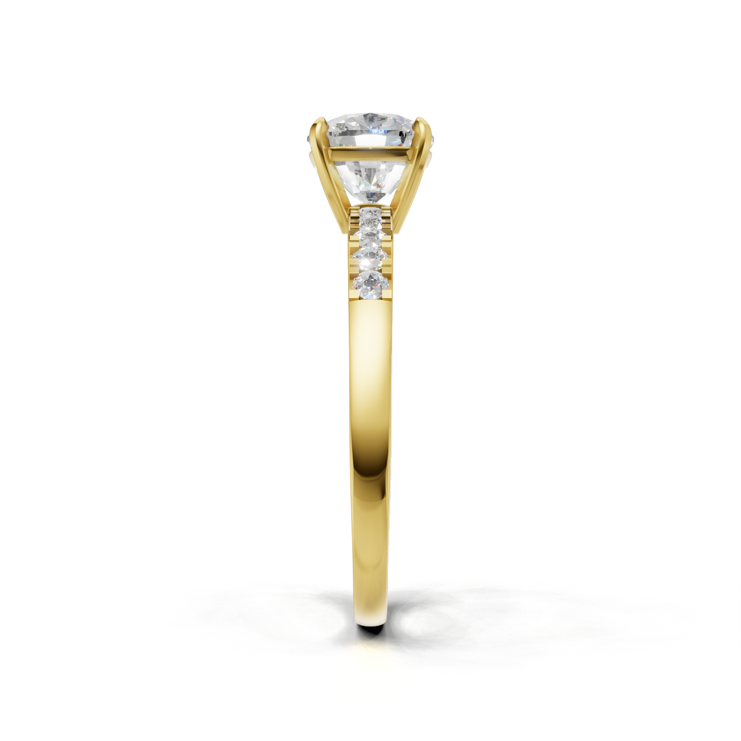 Ring Cushion Side Dia 18k Yellow Gold 1ct