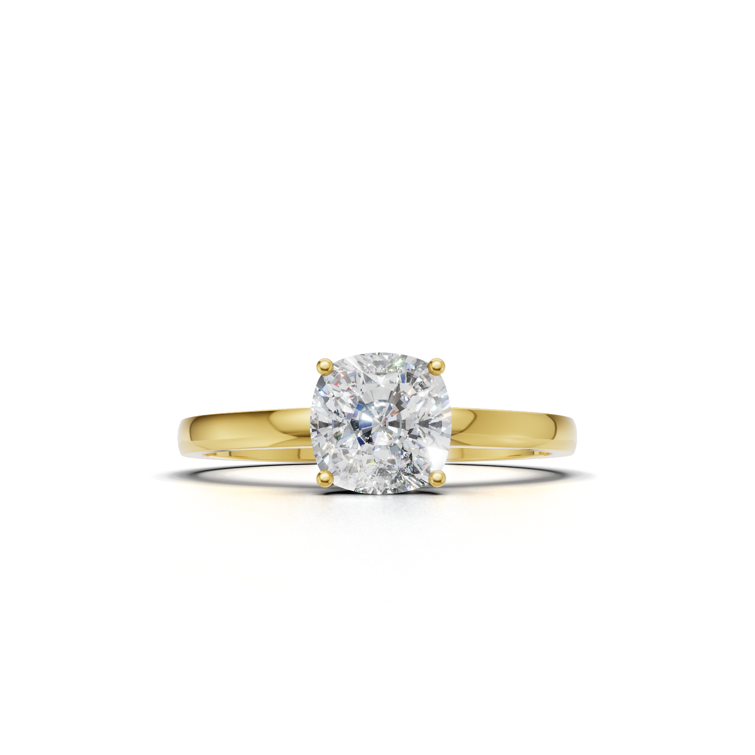 Ring Cushion Solitaire 18k Yellow Gold 1ct