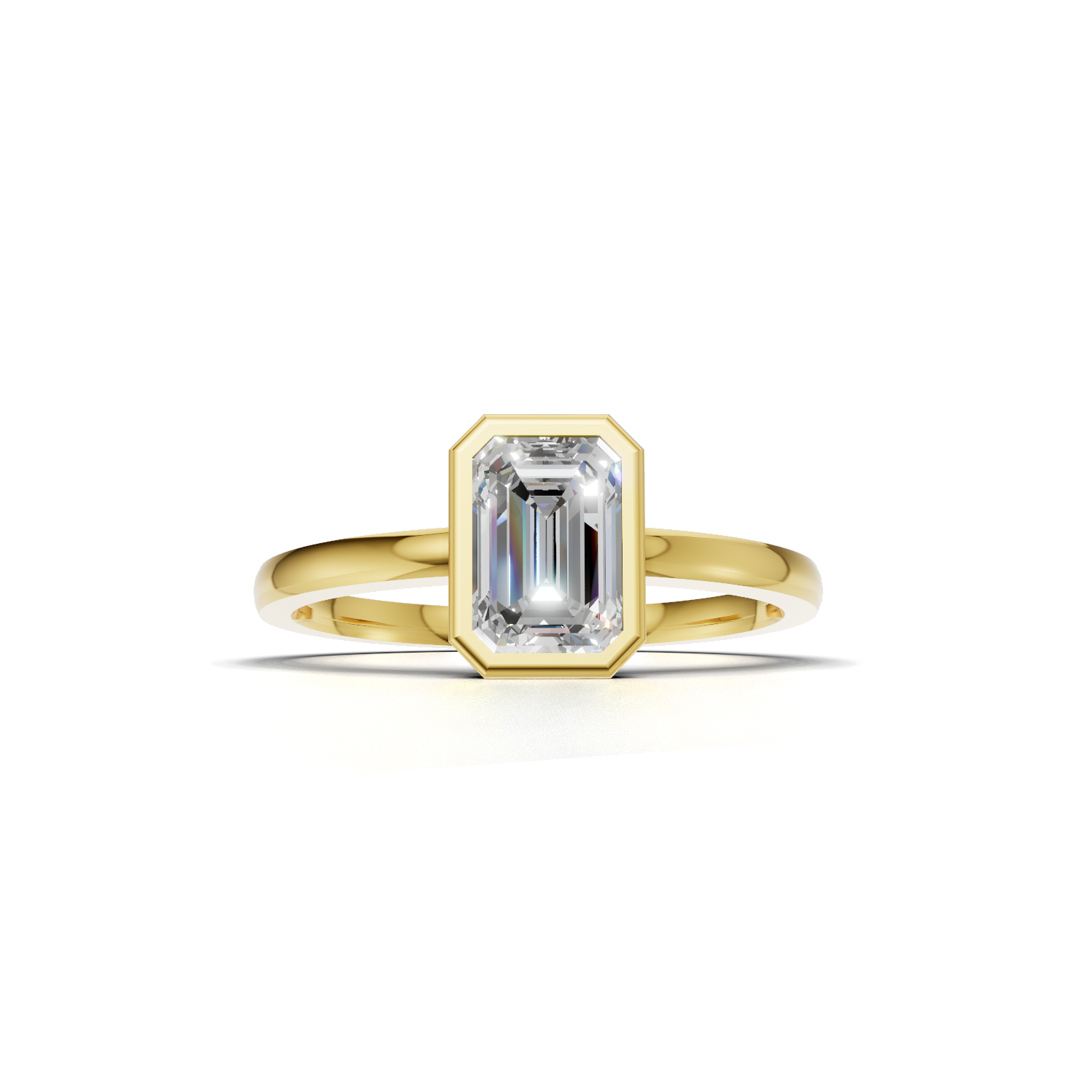 Ring Emerald Bezel 18k Yellow Gold 1ct