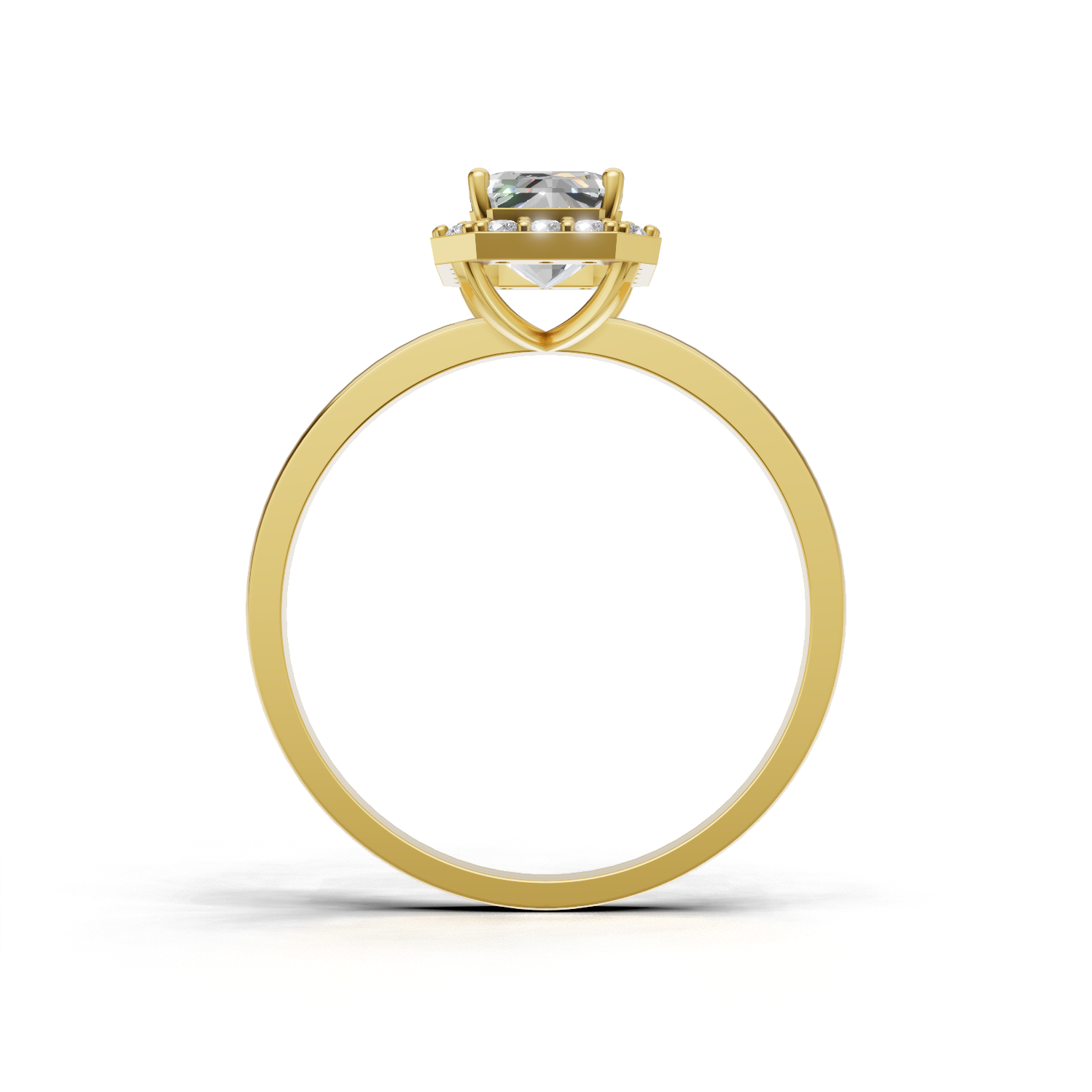 Ring Emerald Halo 18k Yellow Gold 1ct
