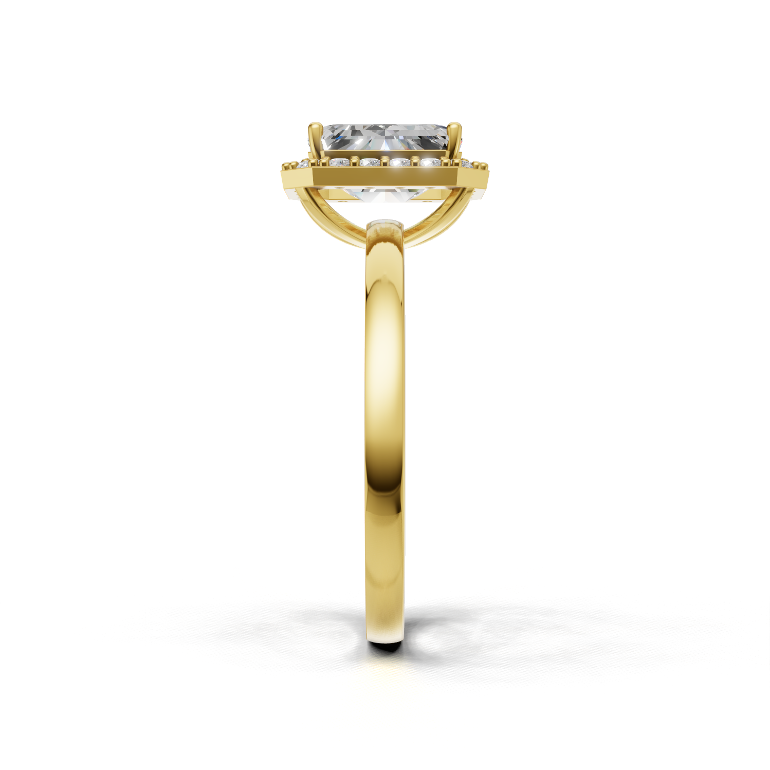 Ring Emerald Halo 18k Yellow Gold 1ct