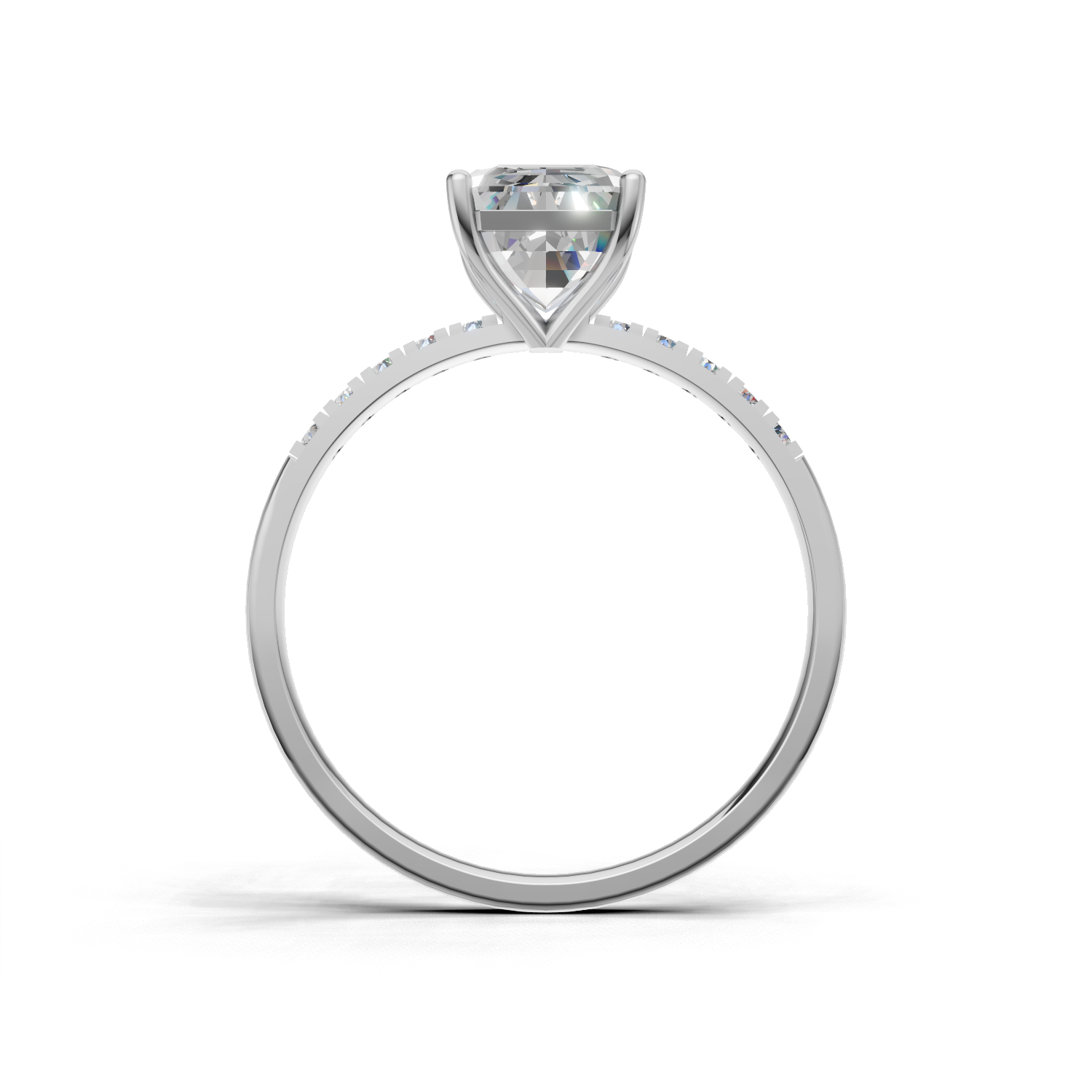 Ring Emerald Side Dia 18k White Gold 1ct
