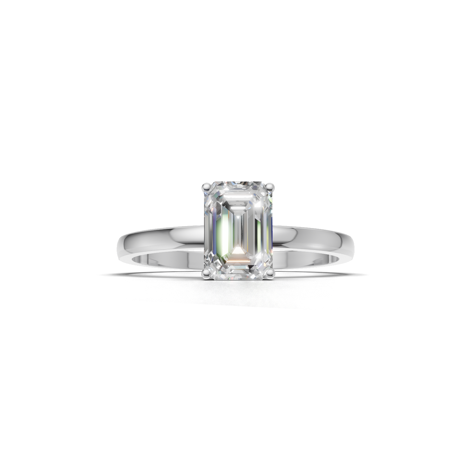 Ring Emerald Solitaire 18k White Gold 1ct