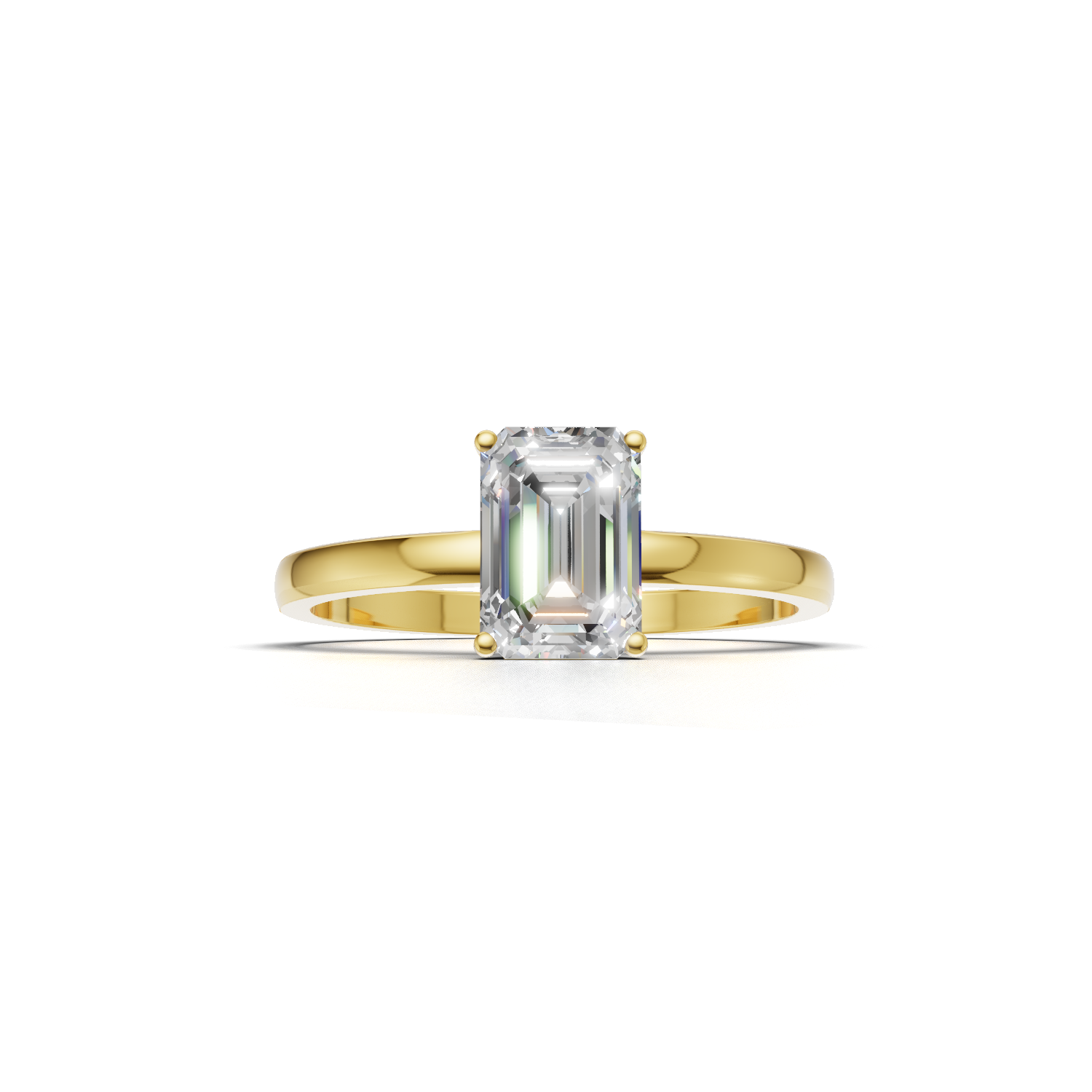Ring Emerald Solitaire 18k Yellow Gold 1ct