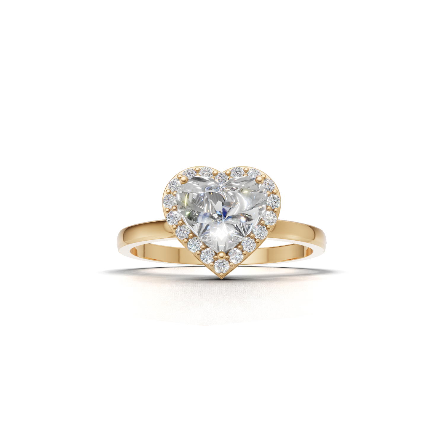 Ring Heart Halo 18k Yellow Gold 1ct
