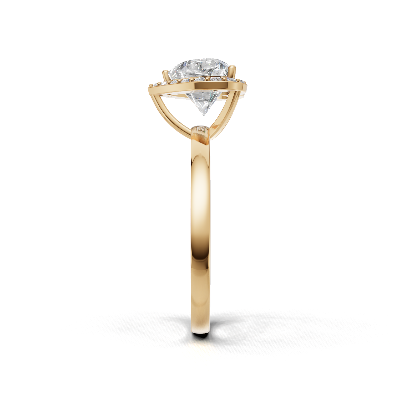 Ring Heart Halo 18k Yellow Gold 1ct