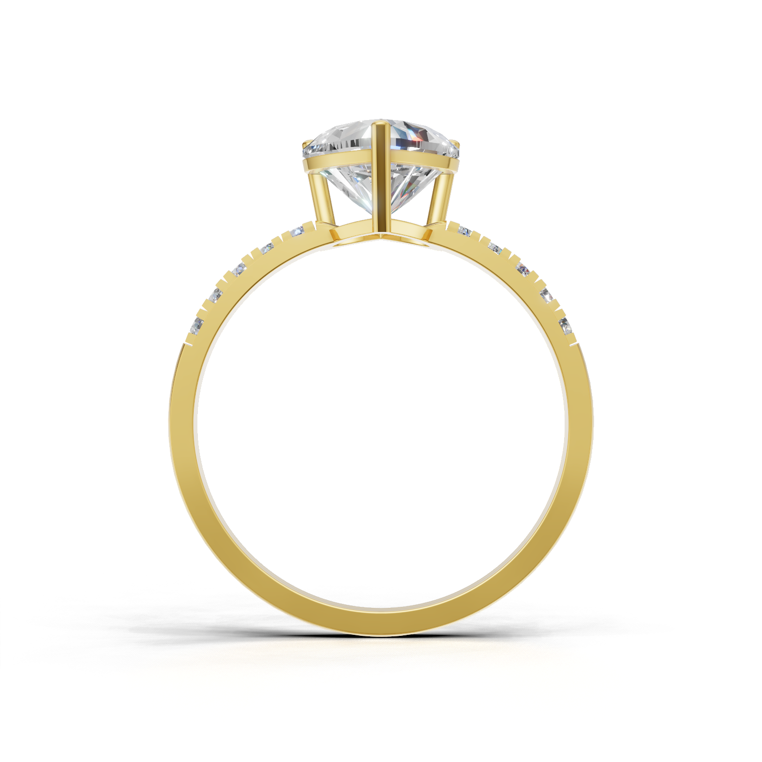 Ring Heart Side Dia 18k Yellow Gold 1ct