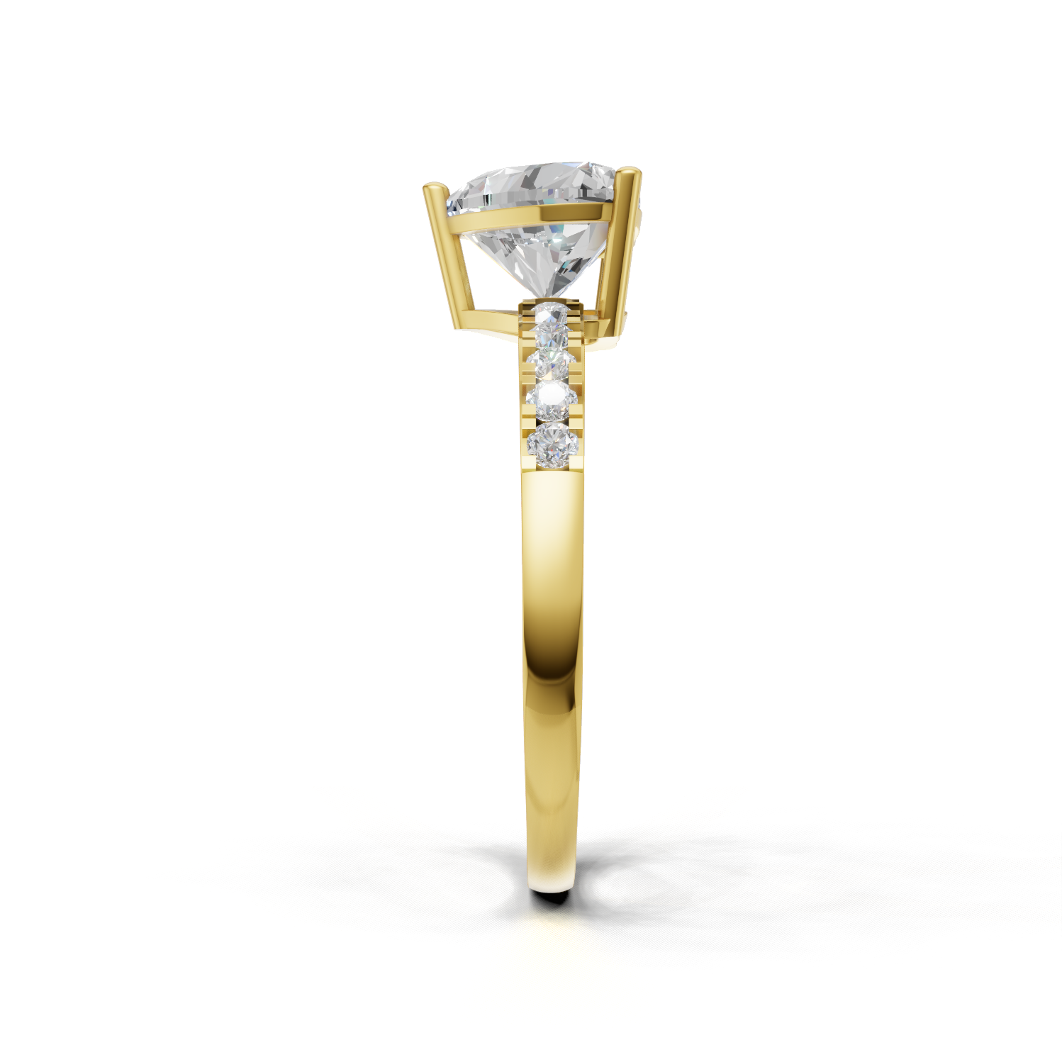 Ring Heart Side Dia 18k Yellow Gold 1ct