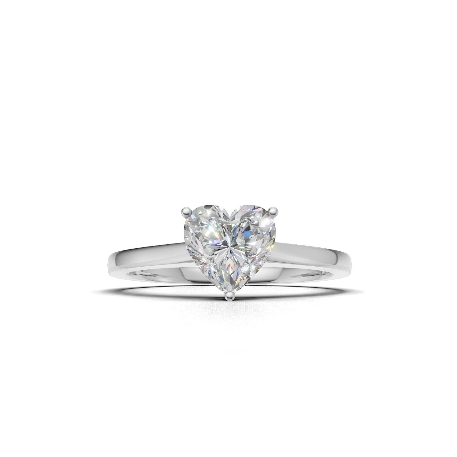 Ring Heart Solitaire 18k White Gold 1ct
