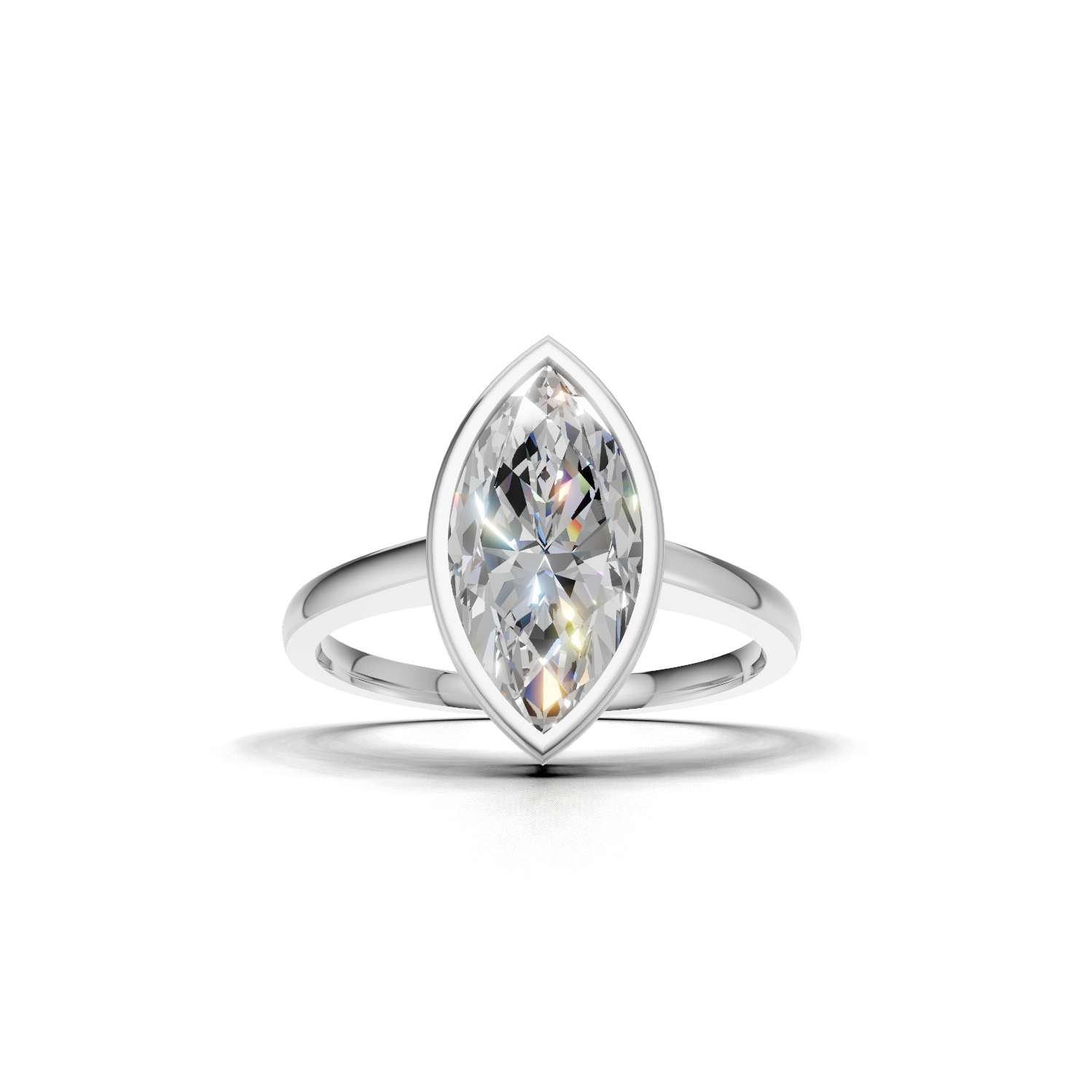 Ring Marquise Bezel 18k White Gold 2ct