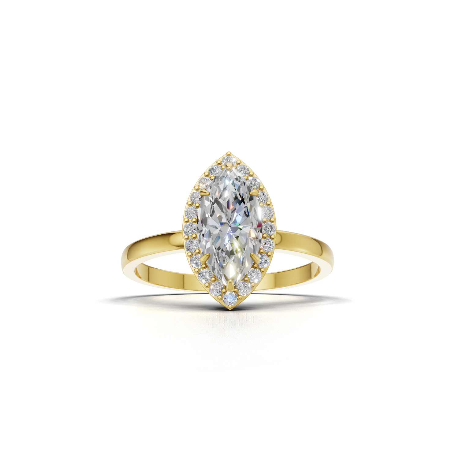 Ring Marquise Halo 18k Yellow Gold 1ct