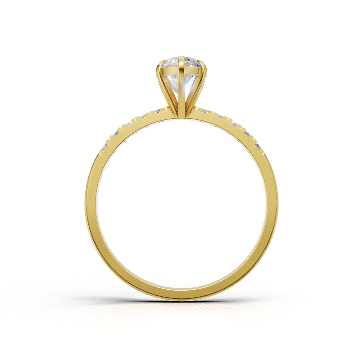 Ring Marquise Side Dia 18k Yellow Gold 1ct