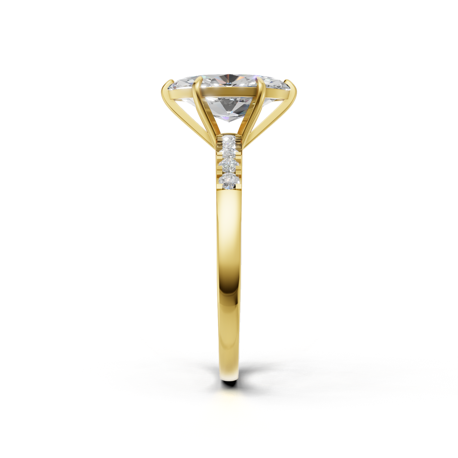 Ring Marquise Side Dia 18k Yellow Gold 1ct