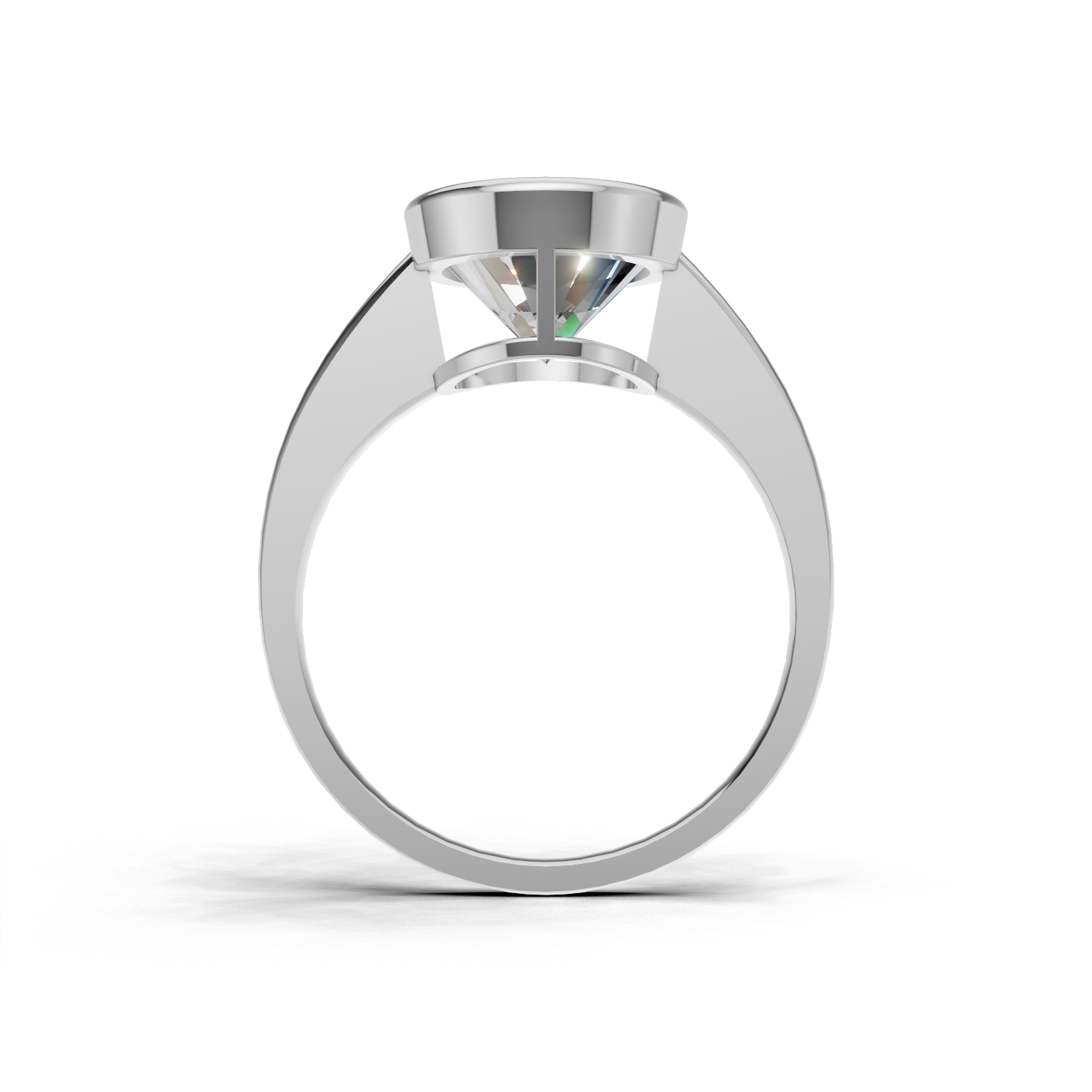Ring Oval Bezel 18k White Gold 1ct