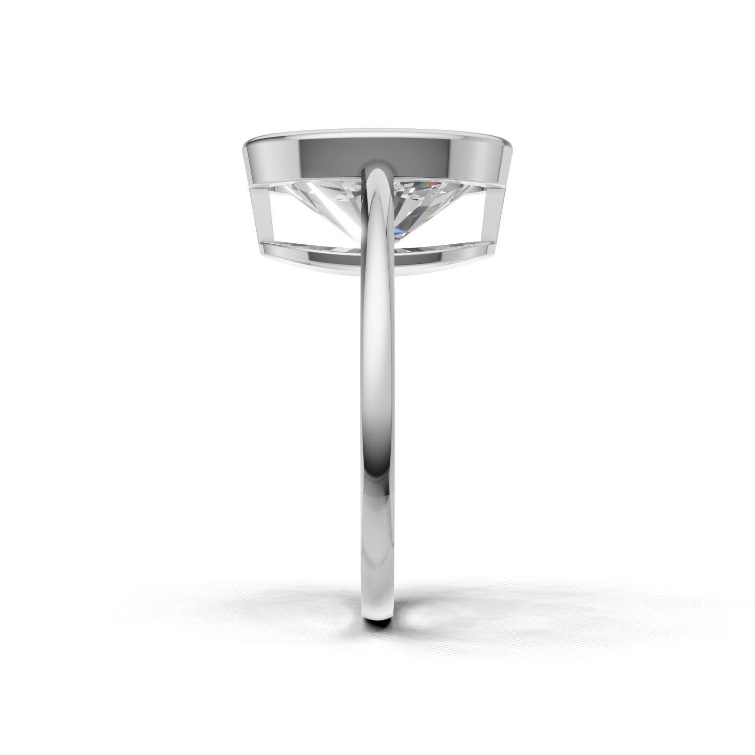 Ring Oval Bezel 18k White Gold 1ct