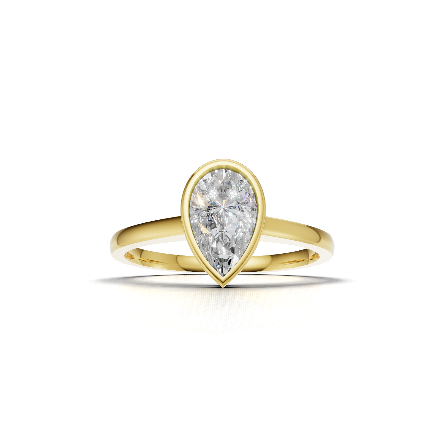Ring Pear Bezel 18k Yellow Gold 1ct