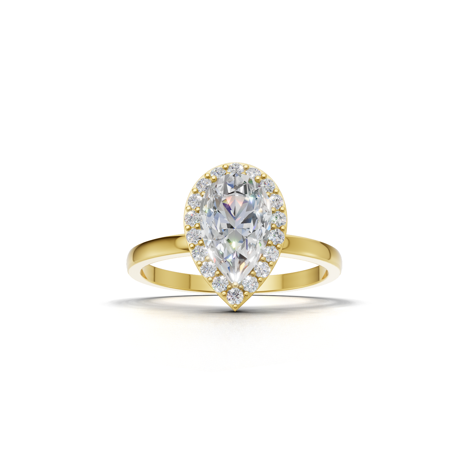 Ring Pear Halo 18k Yellow Gold 1ct