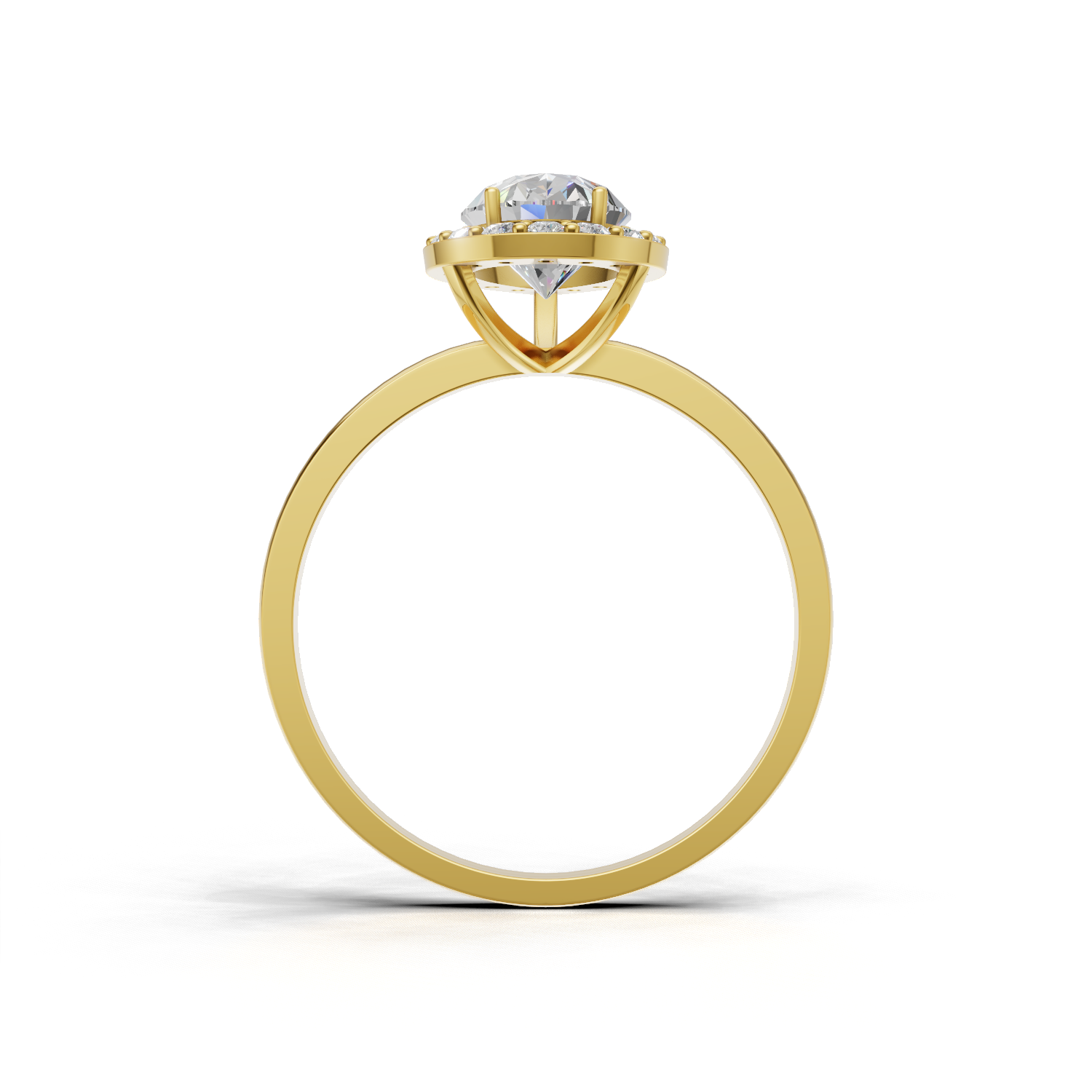 Ring Pear Halo 18k Yellow Gold 1ct