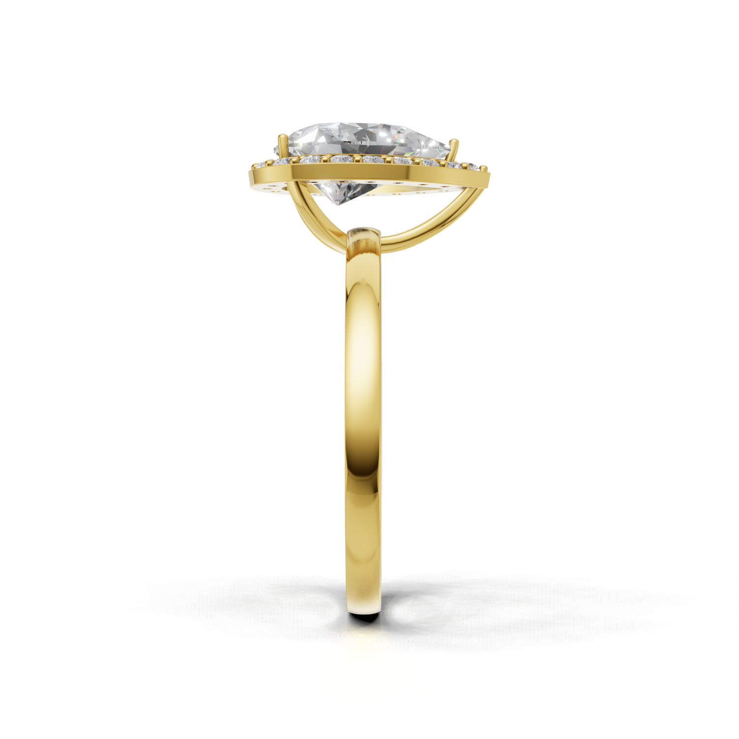 Ring Pear Halo 18k Yellow Gold 1ct
