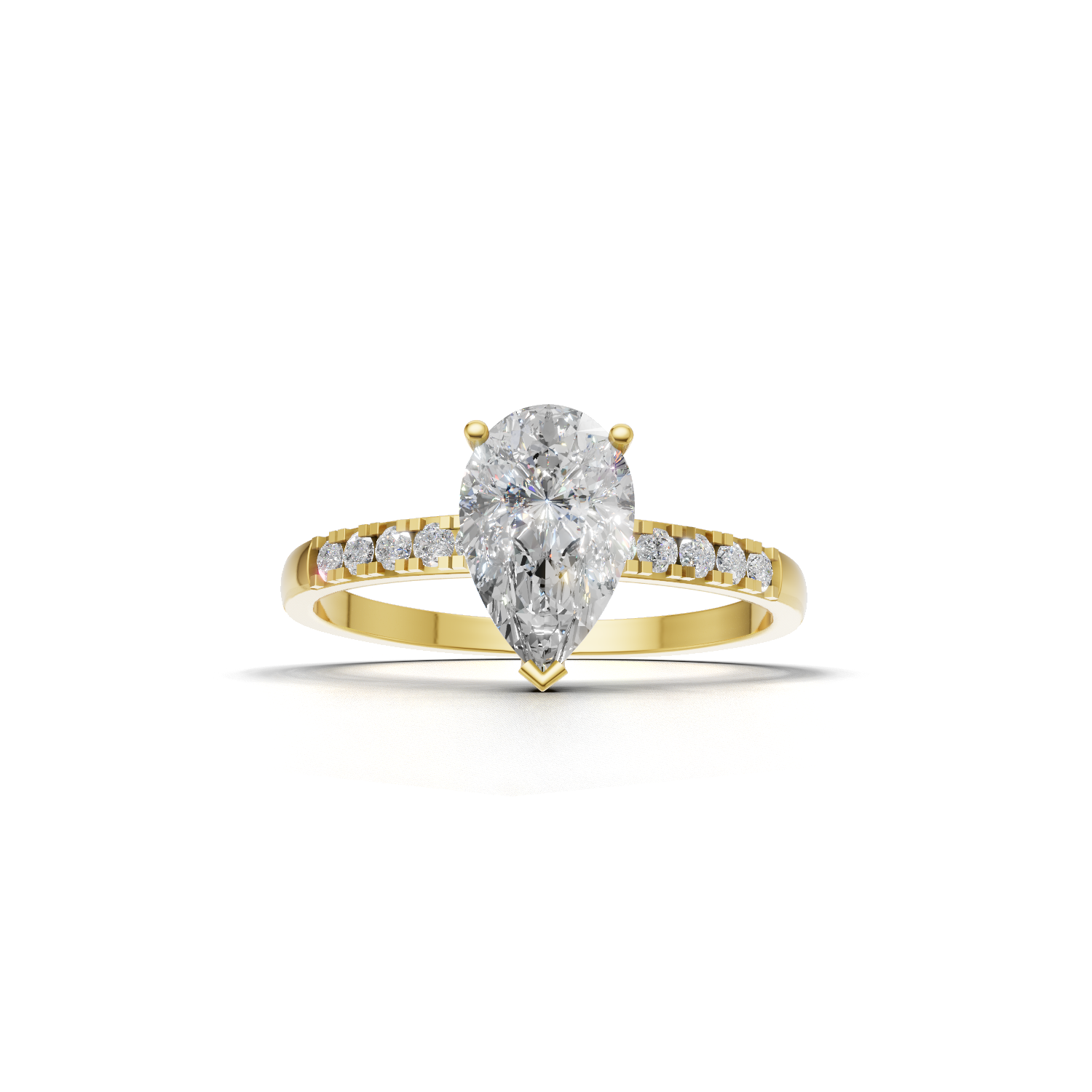 Ring Pear Side Dia 18k Yellow Gold 1ct