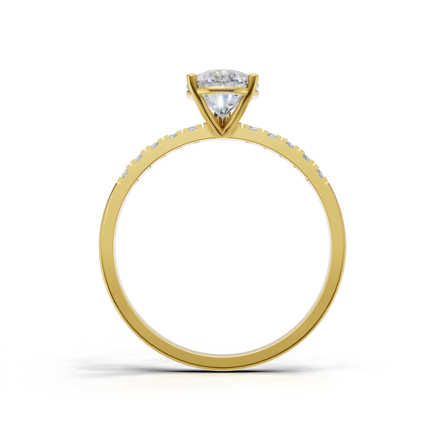 Ring Pear Side Dia 18k Yellow Gold 1ct