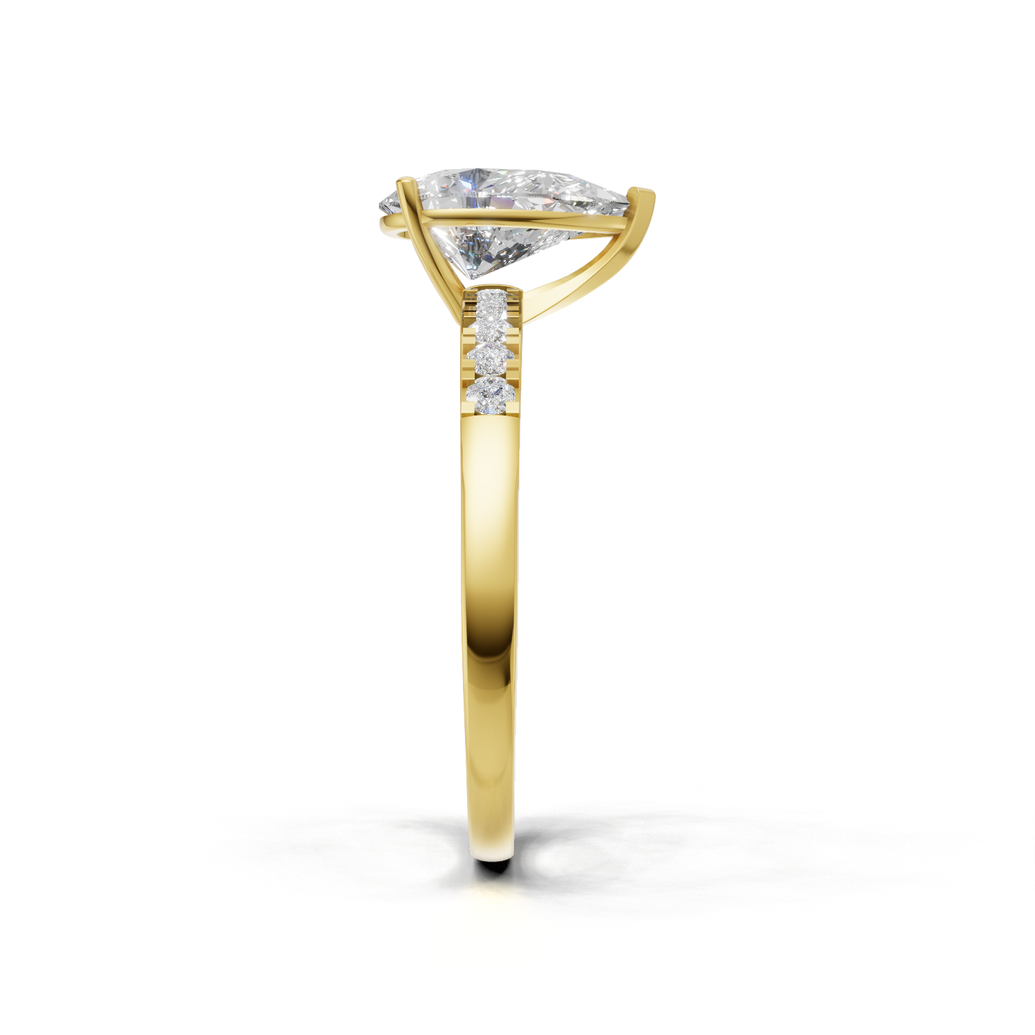 Ring Pear Side Dia 18k Yellow Gold 1ct
