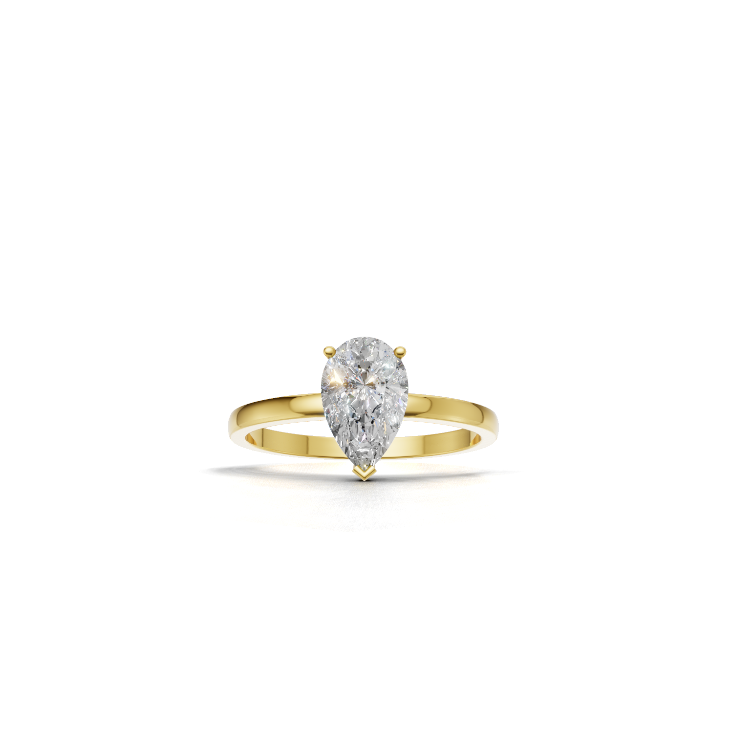 Ring Pear Solitaire 18k Yellow Gold 1ct