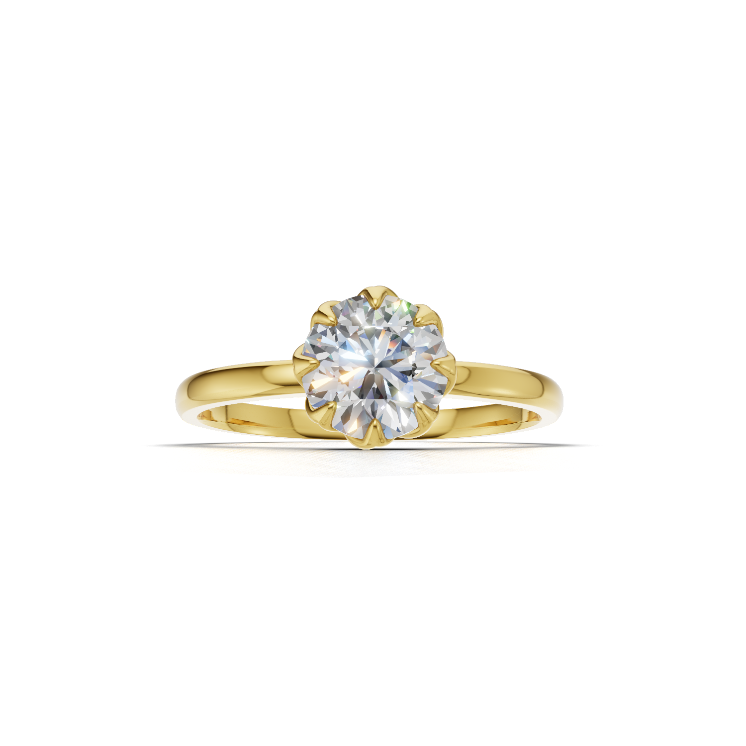 Portuguese Cut Ring Solitaire 18k Yellow Gold 1ct