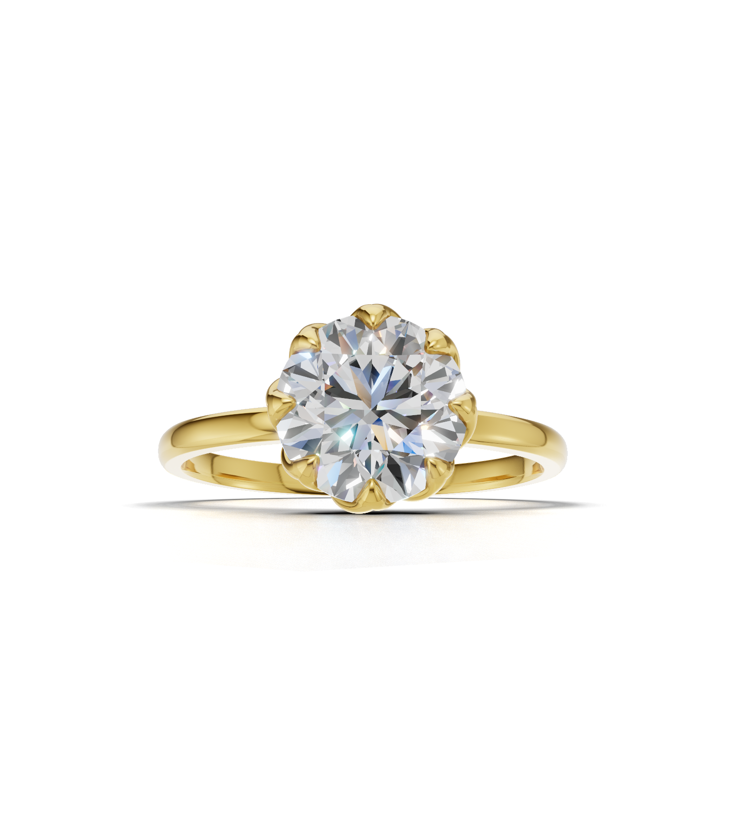Portuguese Cut Ring Solitaire 18k Yellow Gold 2ct