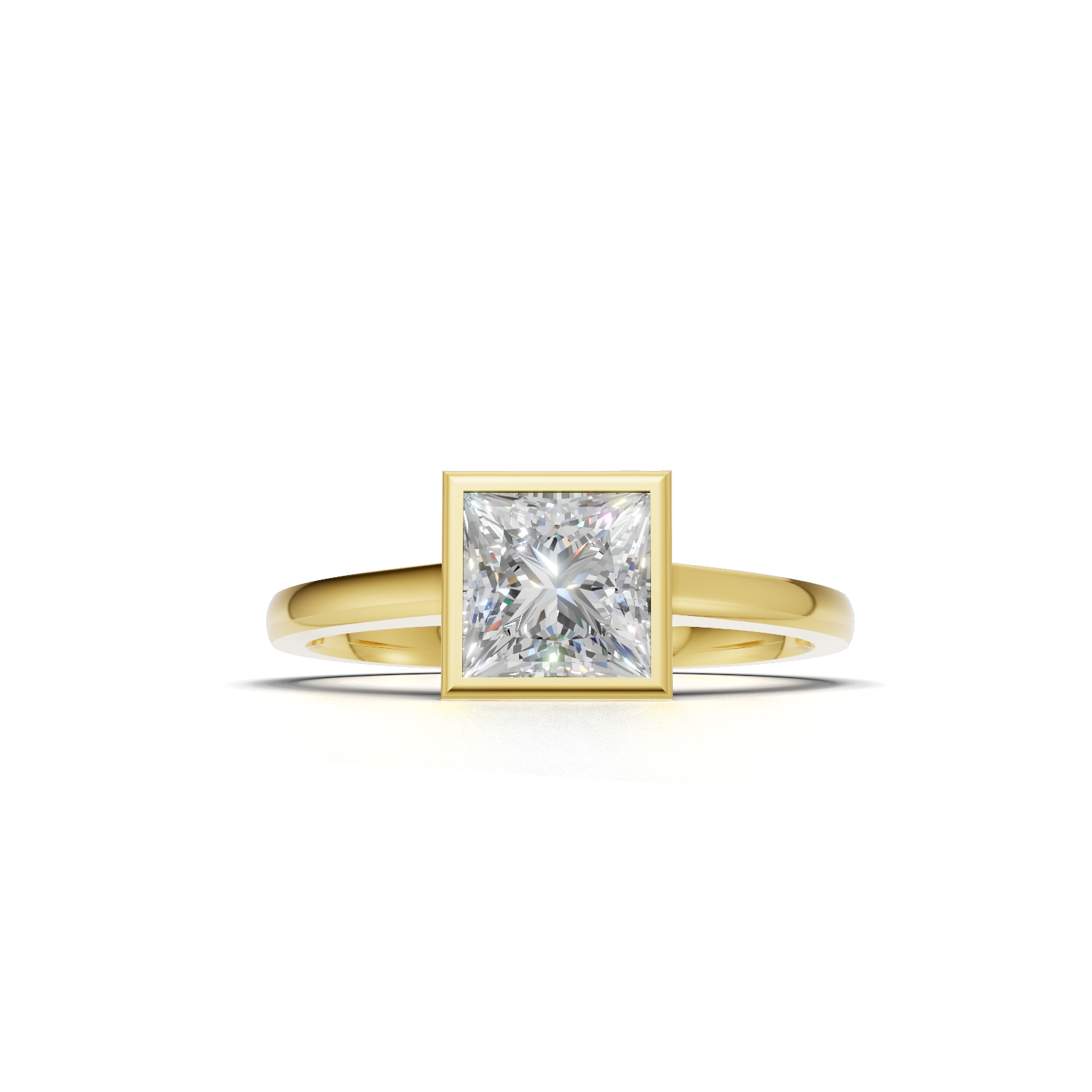 Ring Princess Bezel 18k Yellow Gold 1ct