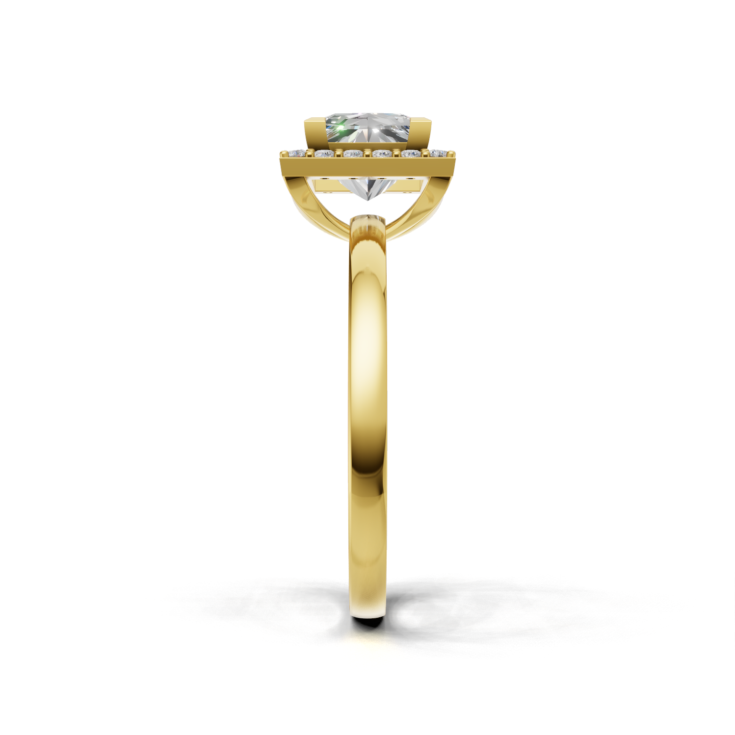 Ring Princess Halo 18k Yellow Gold 1ct