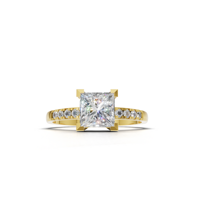 Ring Princess Side Dia 18k Yellow Gold 1ct