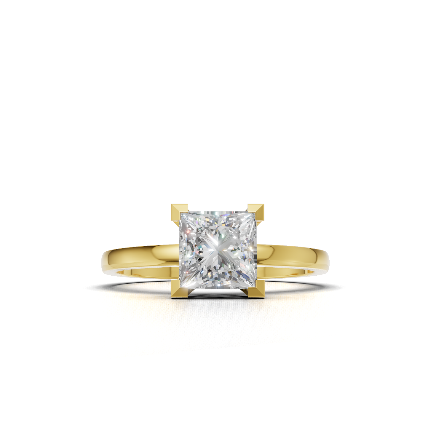 Ring Princess Solitaire 18k Yellow Gold 1ct