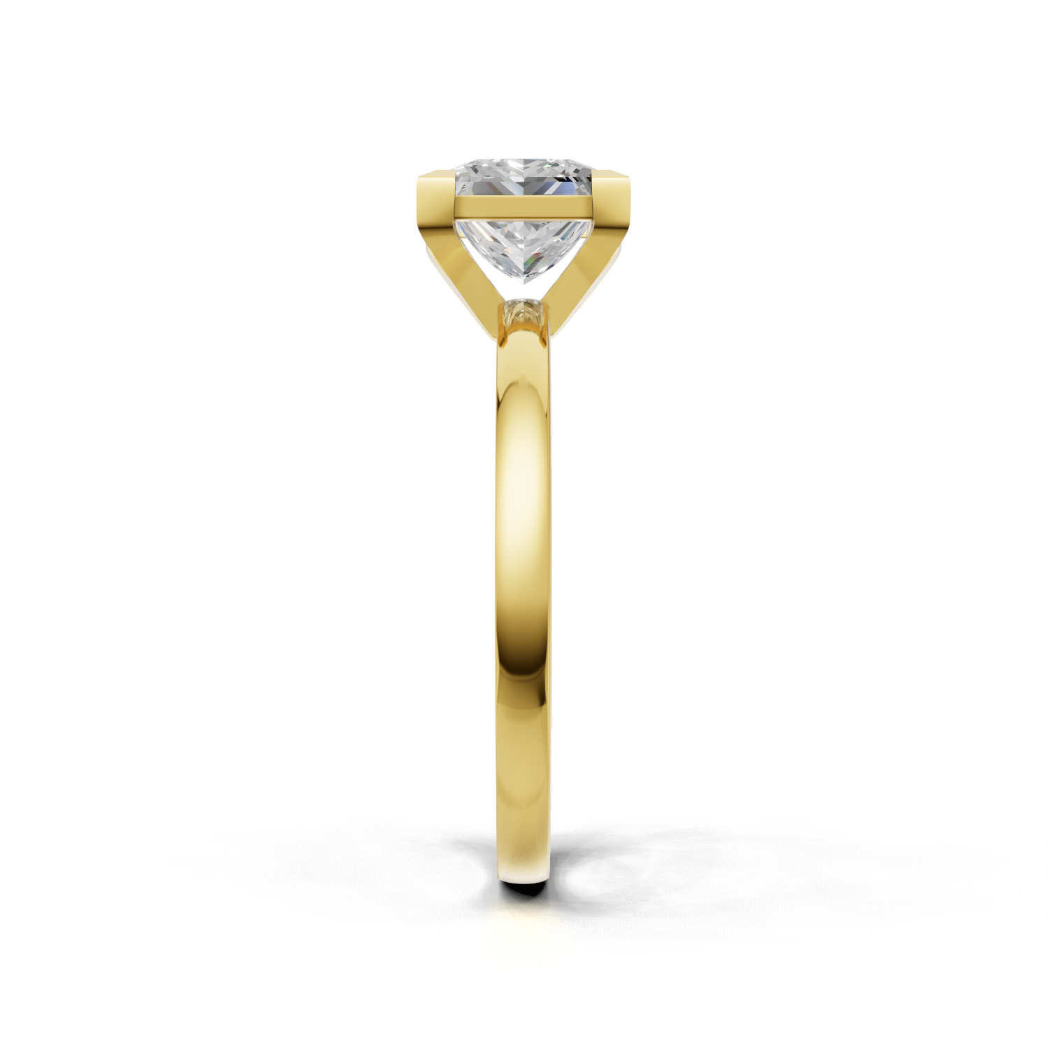 Ring Princess Solitaire 18k Yellow Gold 1ct