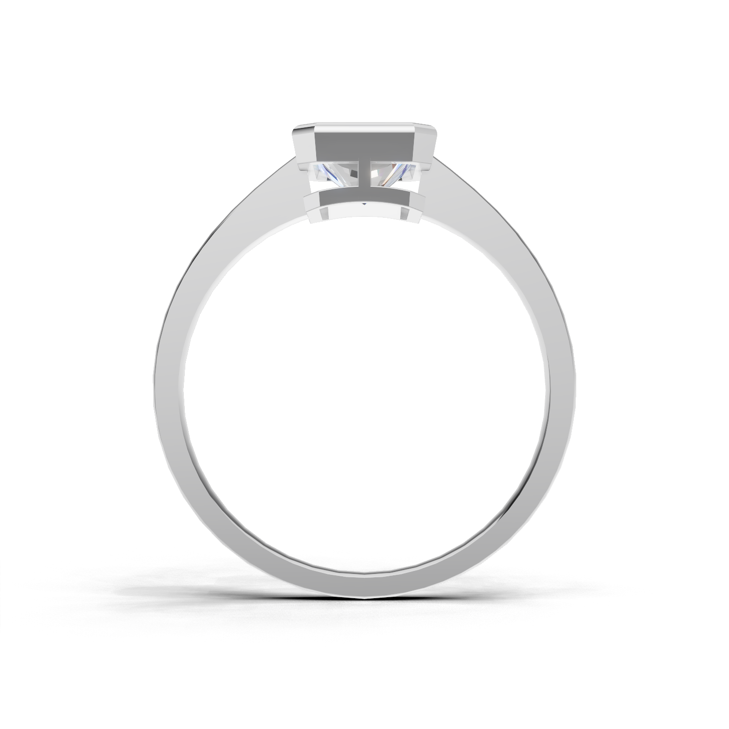 Ring Radiant Bezel 18k White Gold 1ct
