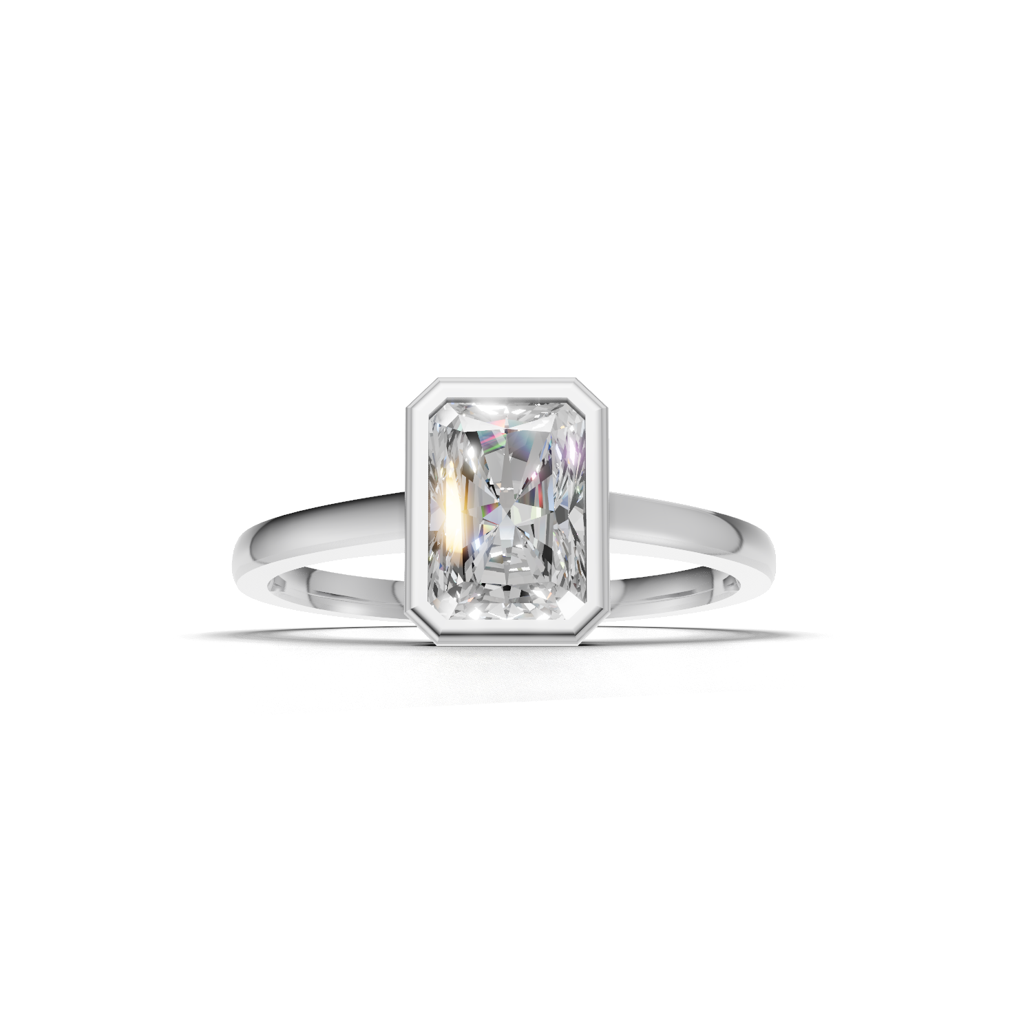 Ring Radiant Bezel 18k White Gold 2ct