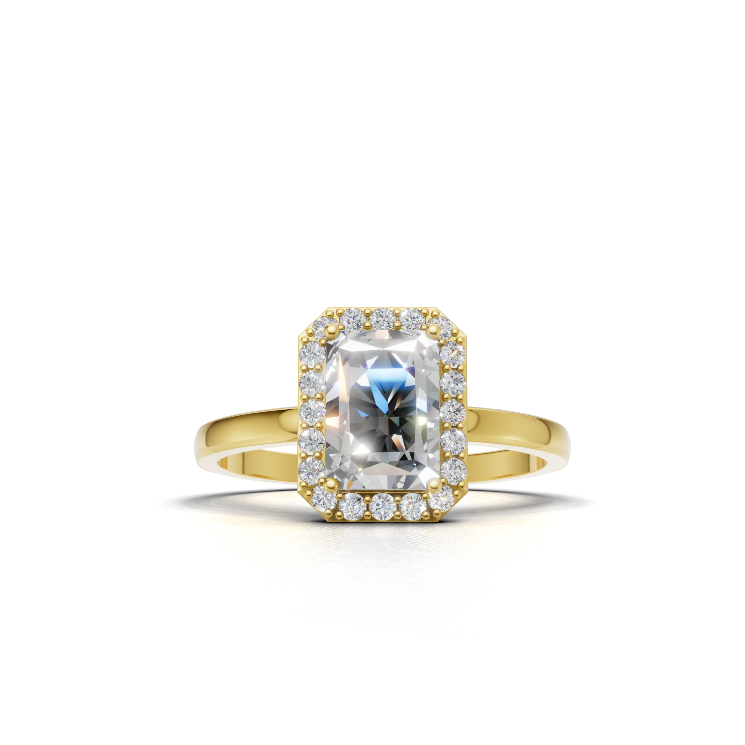 Ring Radiant Halo 18k Yellow Gold 1ct