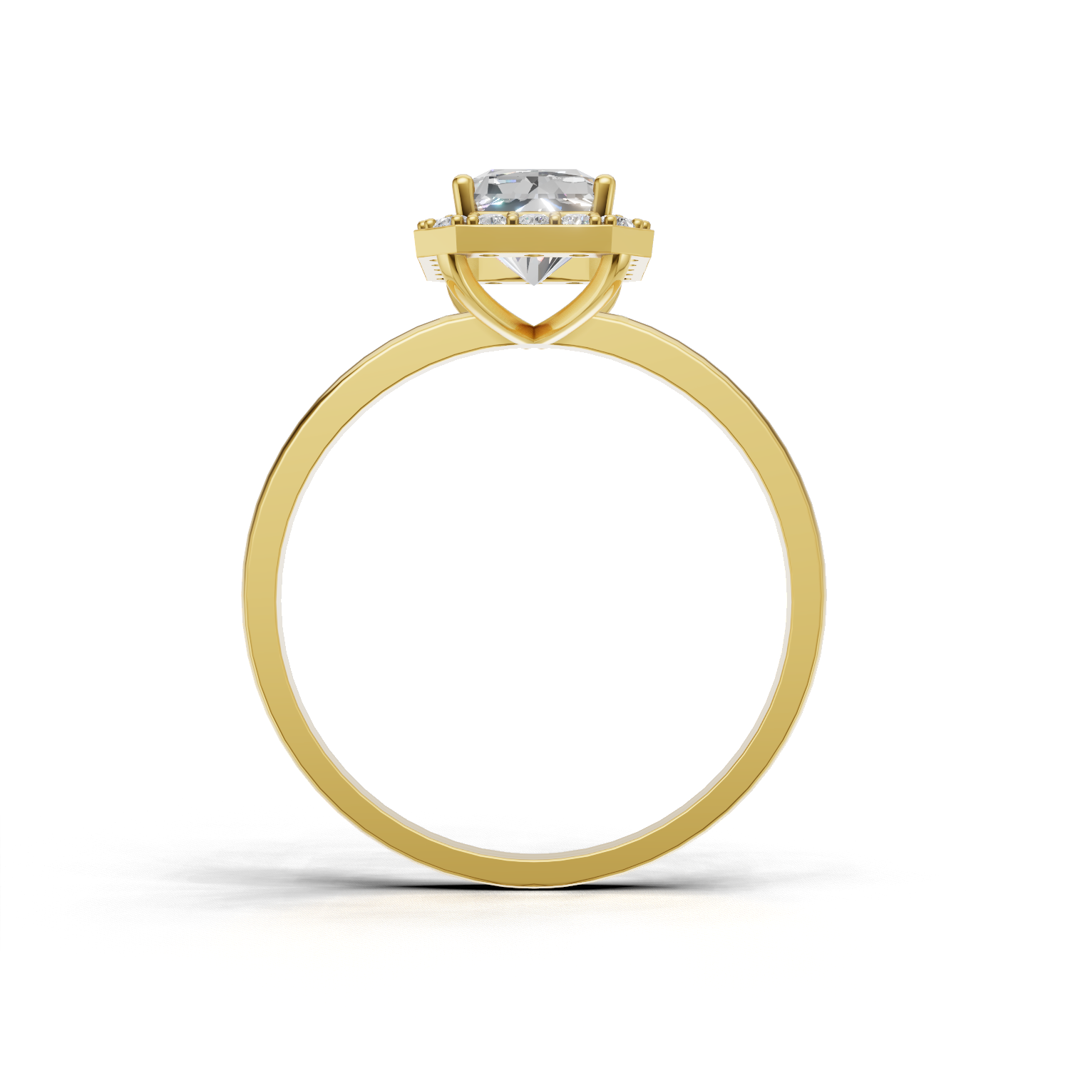 Ring Radiant Halo 18k Yellow Gold 1ct