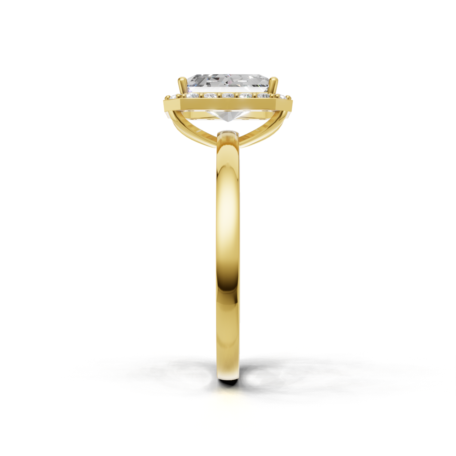 Ring Radiant Halo 18k Yellow Gold 1ct