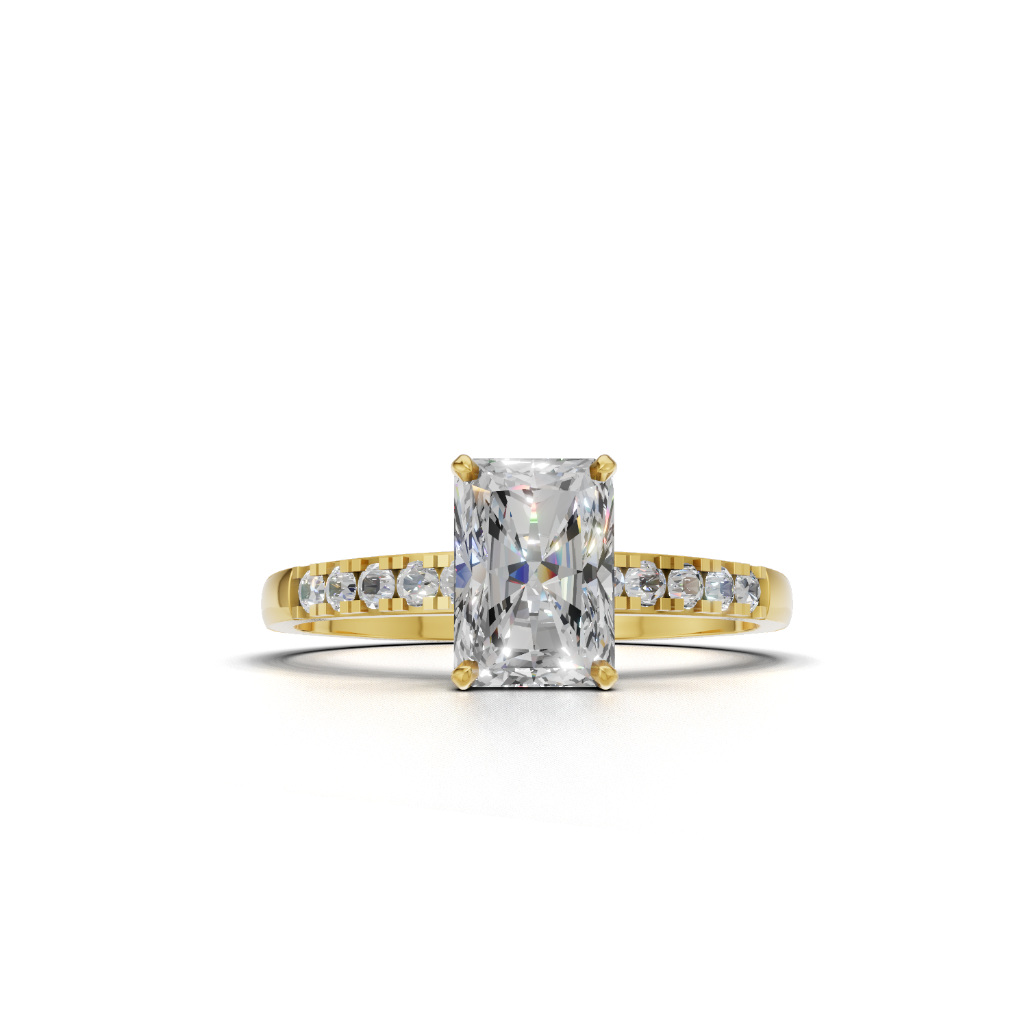 Ring Radiant Side Dia 18k Yellow Gold 1ct